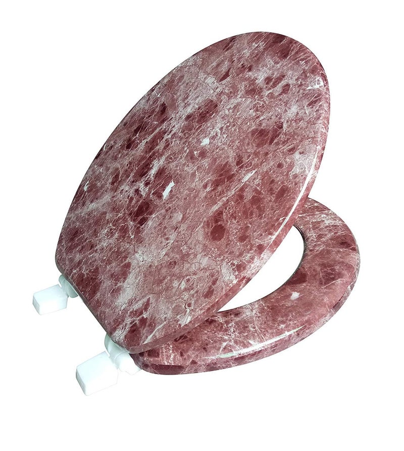 J&V Textiles Round Toilet Seat With Easy Clean & Change Hinge (Burgundy)* - Image 1